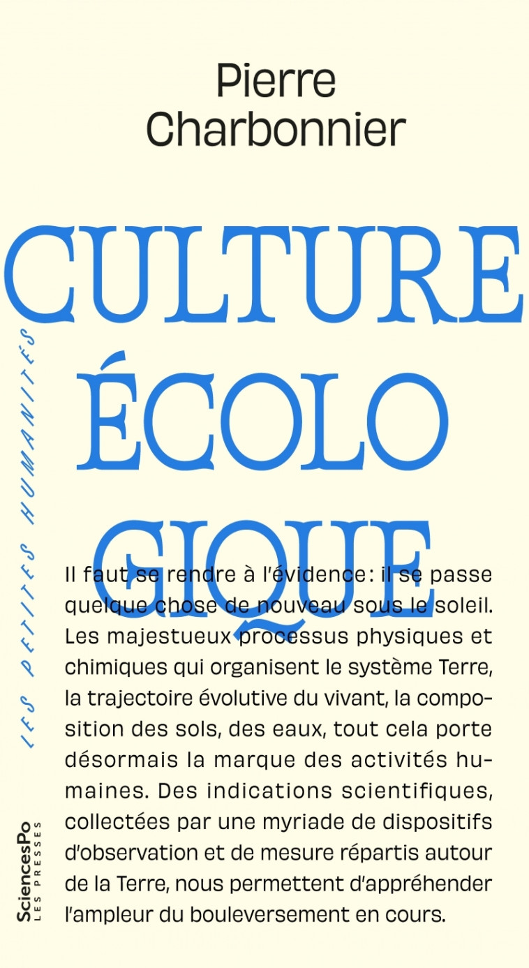 Culture écologique - Pierre Charbonnier - SCIENCES PO