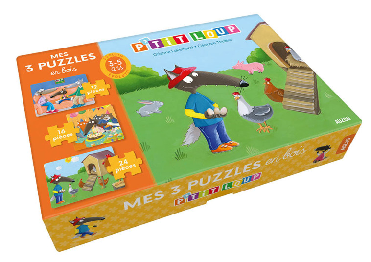 MES 3 PUZZLES EN BOIS P'TIT LOUP - Orianne Lallemand - AUZOU