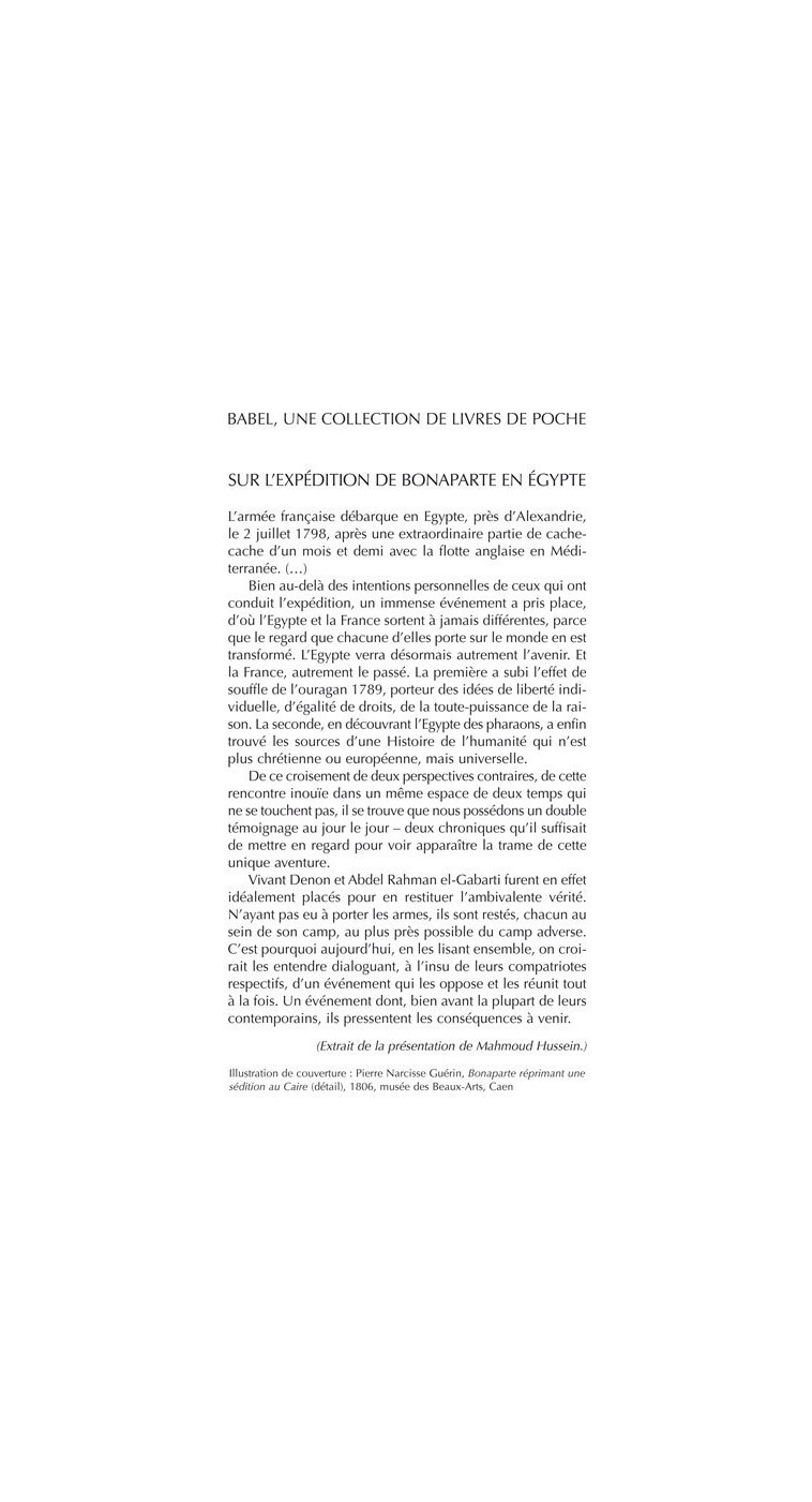 Sur l'expédition de Bonaparte en Égypte - Bahgat Elnadi - ACTES SUD