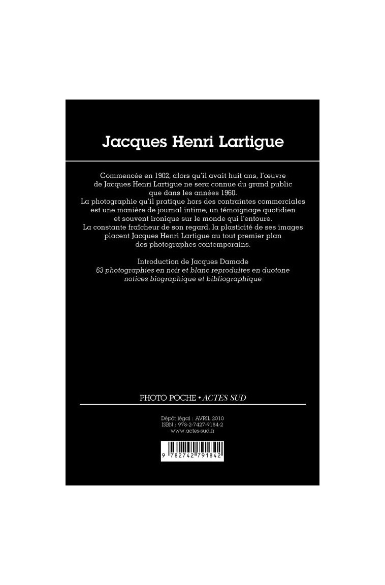 Jacques Henri Lartigue - Jacques Henri Lartigue - ACTES SUD