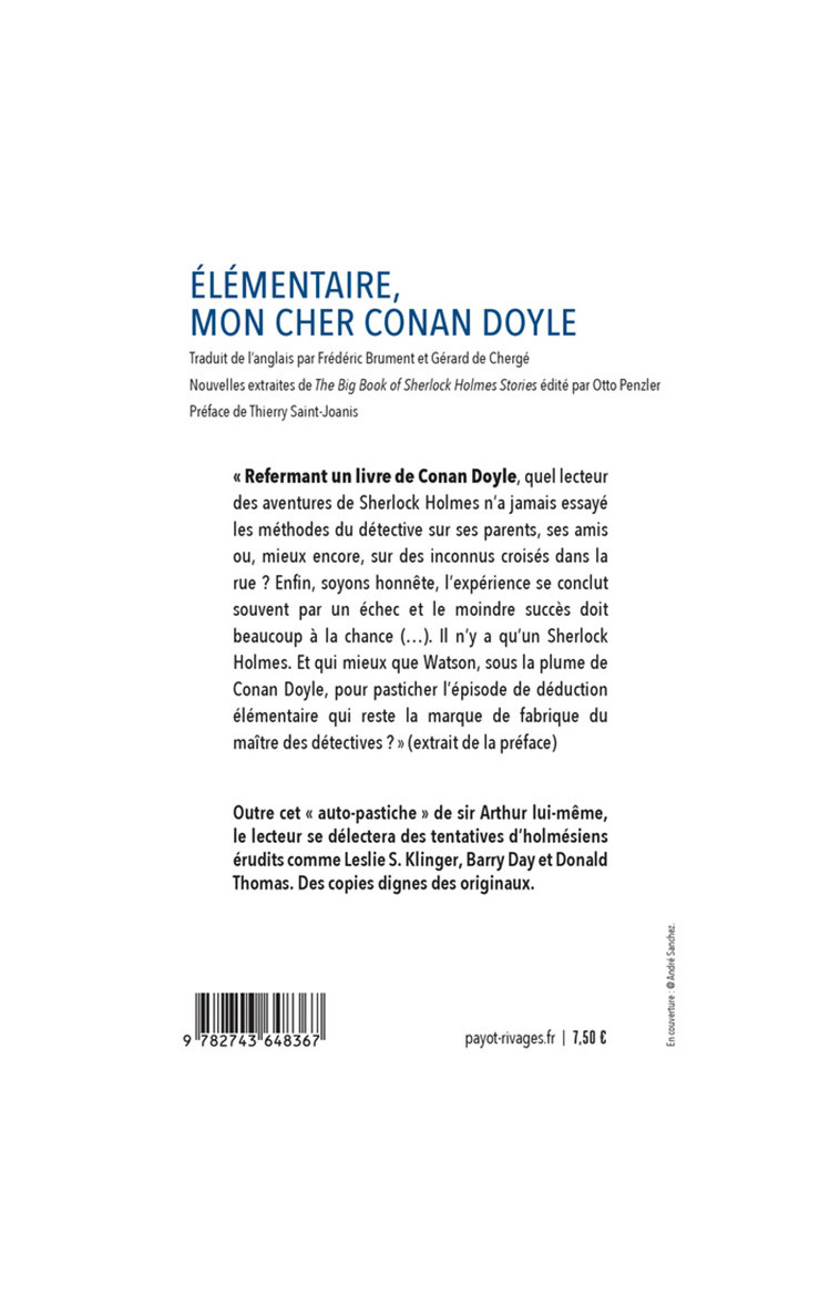 Élémentaire mon cher Conan Doyle -  Collectif - RIVAGES