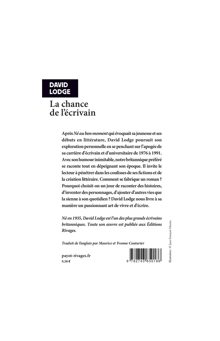 La chance de l'écrivain - David Lodge - RIVAGES