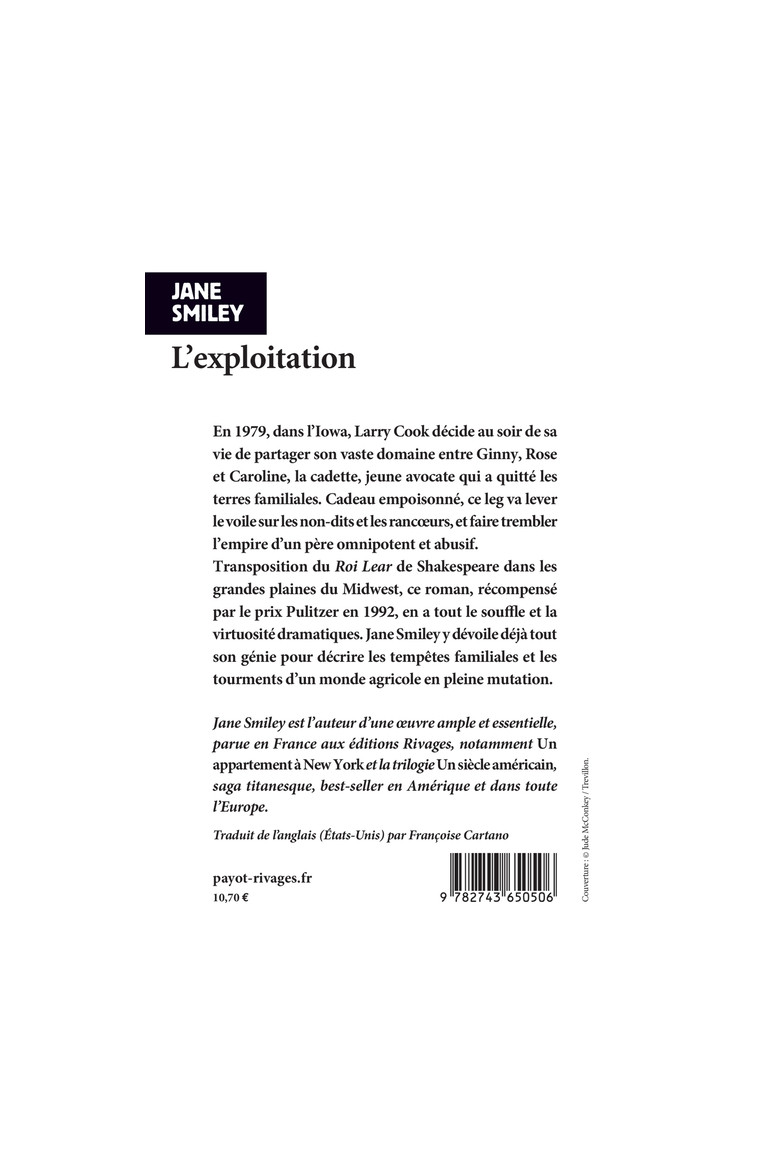 L'Exploitation - Jane Smiley - RIVAGES