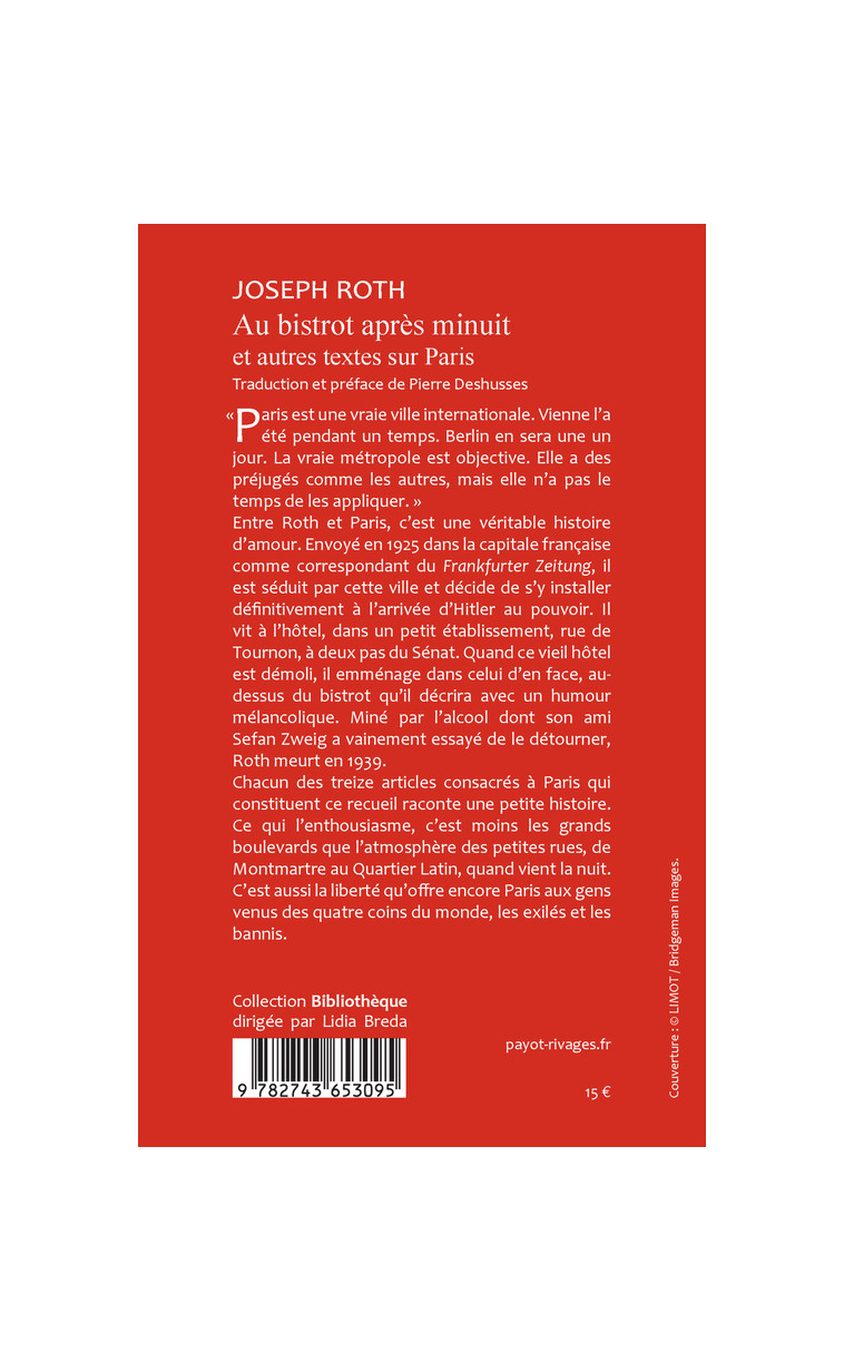 Au bistrot après minuit - Joseph ROTH - RIVAGES