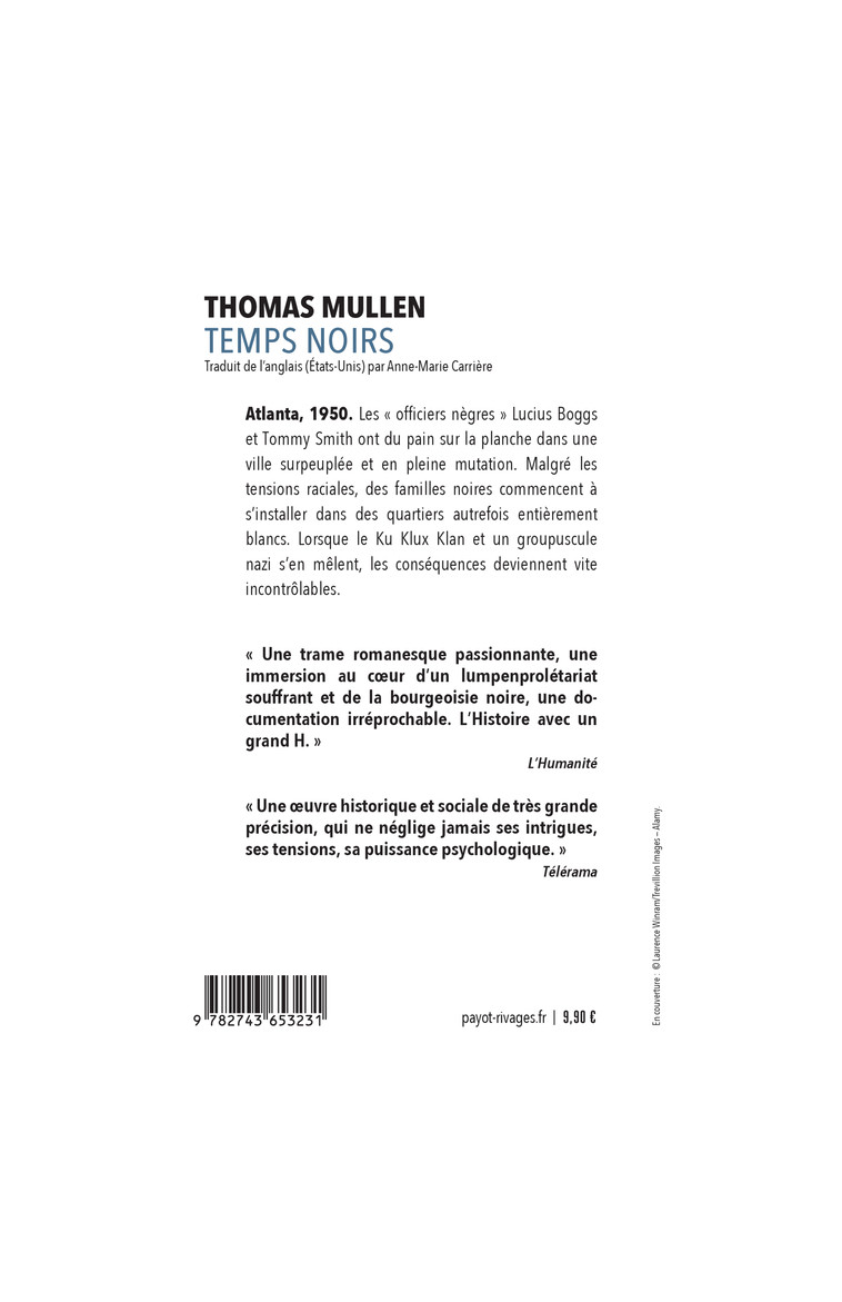 Temps noirs - Thomas Mullen - RIVAGES