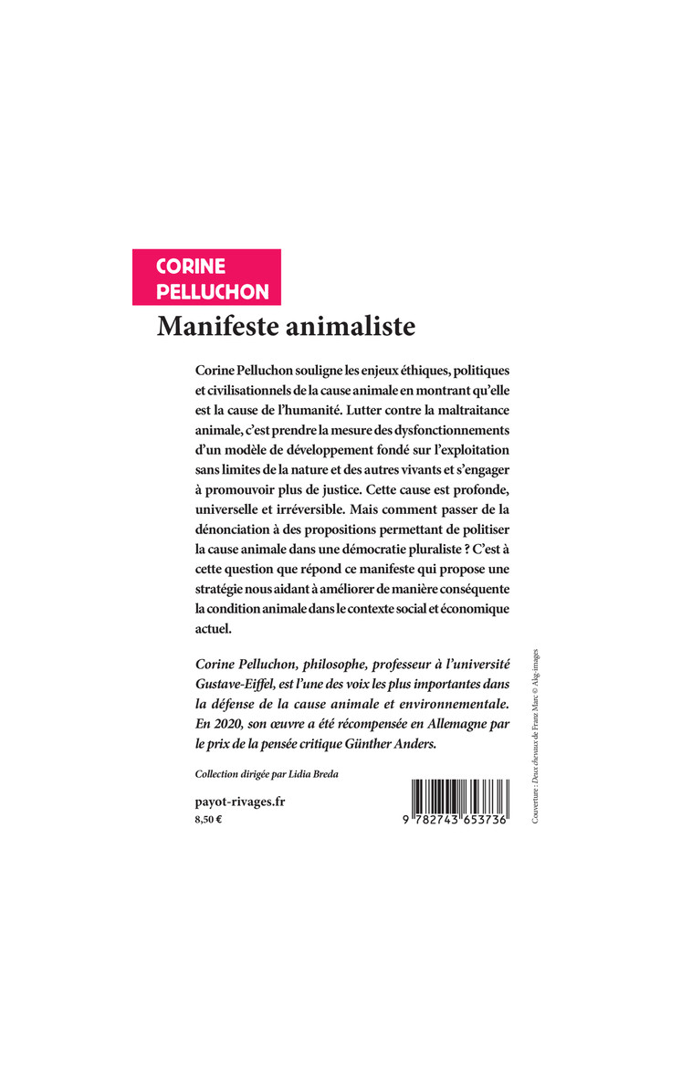 Manifeste animaliste - Corine Pelluchon - RIVAGES