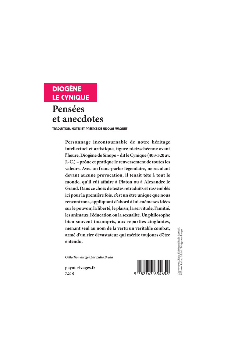 Pensées et anecdotes -  Diogène le cynique - RIVAGES