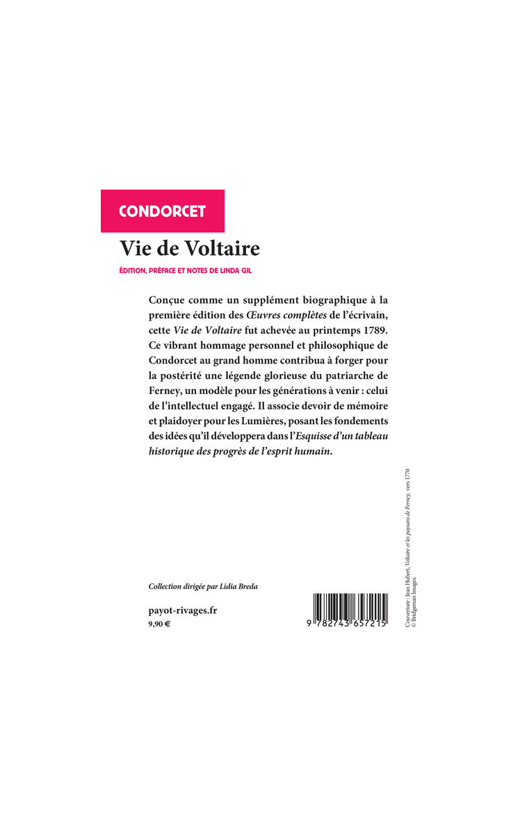 Vie de Voltaire - Nicolas de Condorcet - RIVAGES