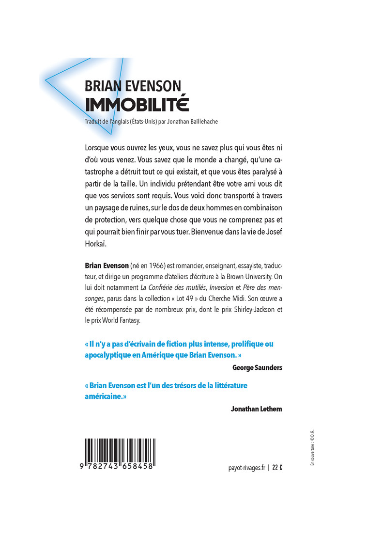 Immobilité - Brian Evenson - RIVAGES