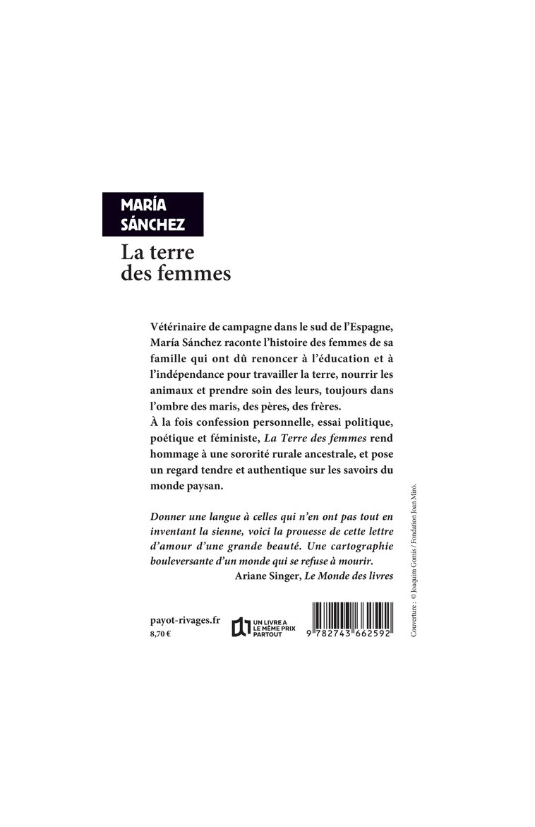 La terre des femmes - Maria Sanchez - RIVAGES