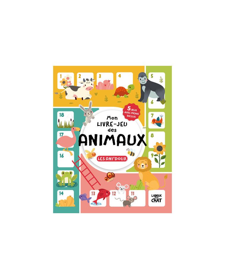 Mon livre-jeu des animaux - Les ani'doux - 5 jeux avec pions inclus - Mad Pillow - LANGUE AU CHAT