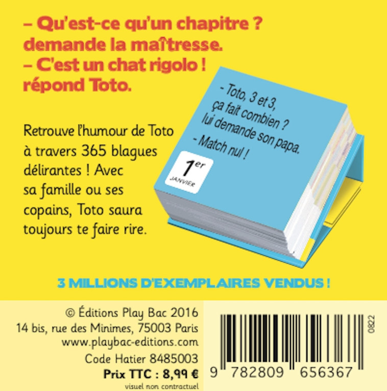 Mini calendrier - 365 blagues de Toto -   - PLAY BAC