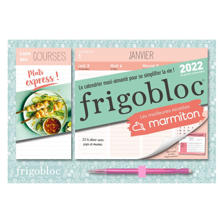 MINI FRIGOBLOC HEBDOMADAIRE 2022 SPÉCIAL RECETTES RAPIDES MARMITON - 12 MOIS- (DE JANV. À DÉC. 2022) - XXX - PLAY BAC