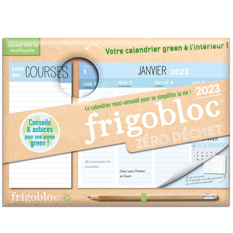 Mini Frigobloc Hebdomadaire 2023 Zéro déchet (de janv. à déc. 2023) -  Playbac Éditions - PLAY BAC