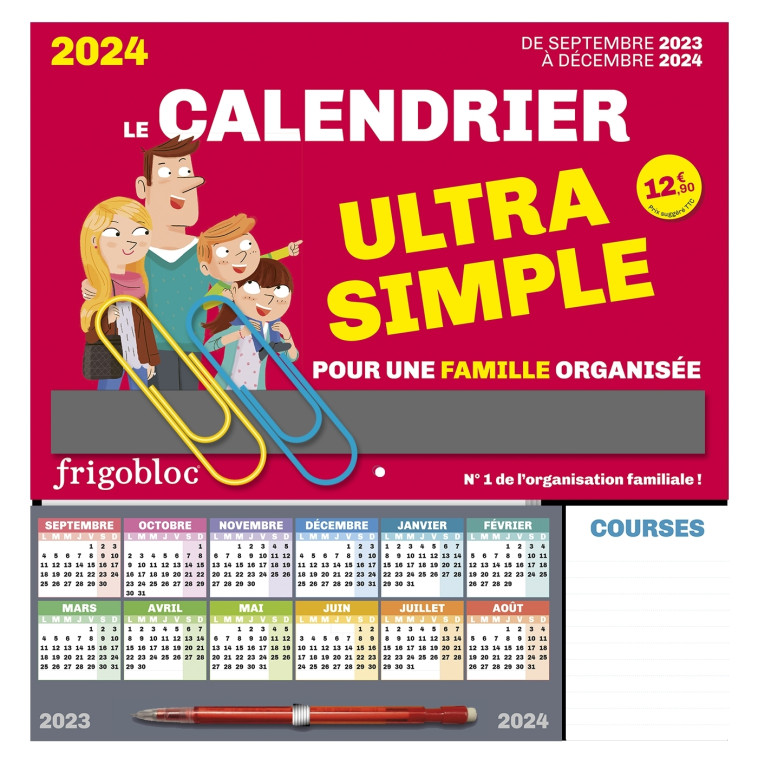 Frigobloc Le calendrier Ultra Simple pour une famille organisée ! (de sept. 2023 à déc. 2024) -   - PLAY BAC