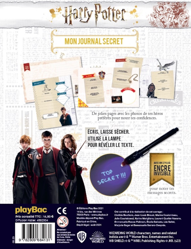 Harry Potter - Mon journal secret (avec encre invisible) -  Playbac Éditions - PLAY BAC