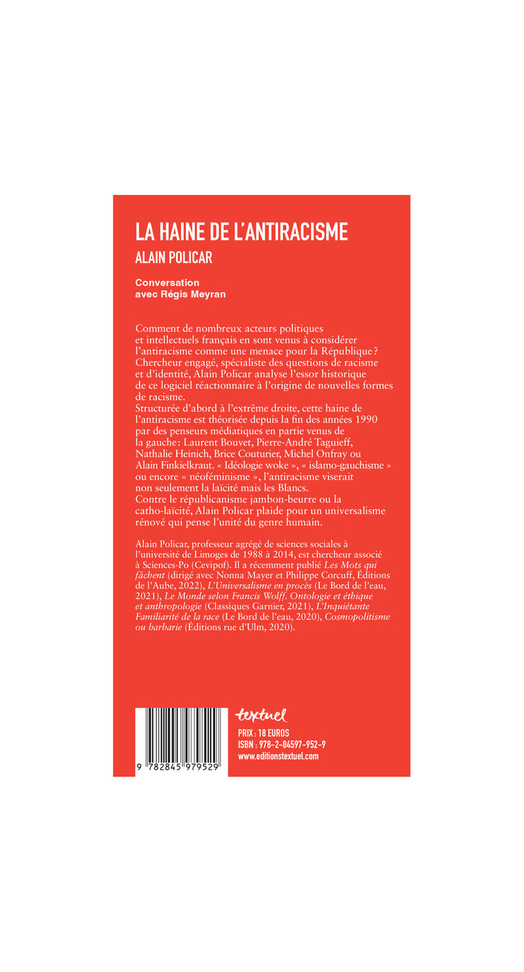 La haine de l'antiracisme - Régis Meyran - TEXTUEL