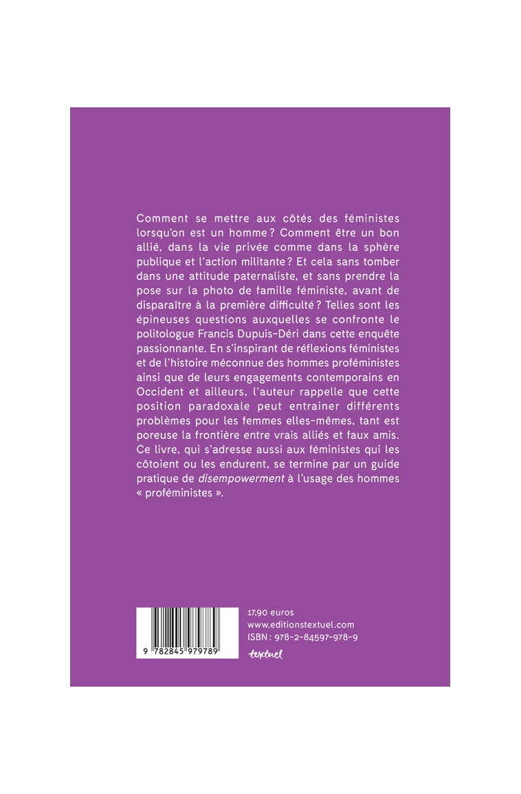 Les hommes et le féminisme - Francis Dupuis-Déri - TEXTUEL