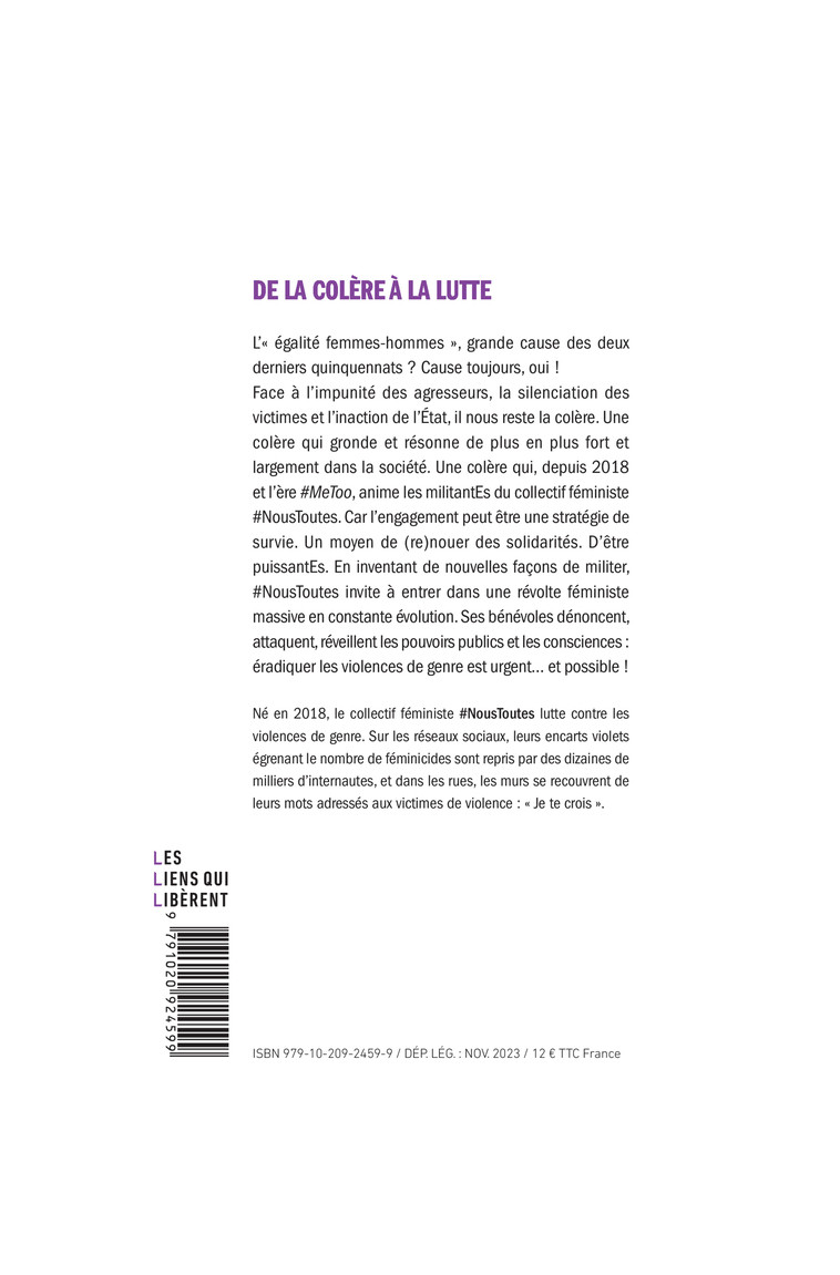 De la colère à la lutte - Collectif Noustoutes - LIENS LIBERENT