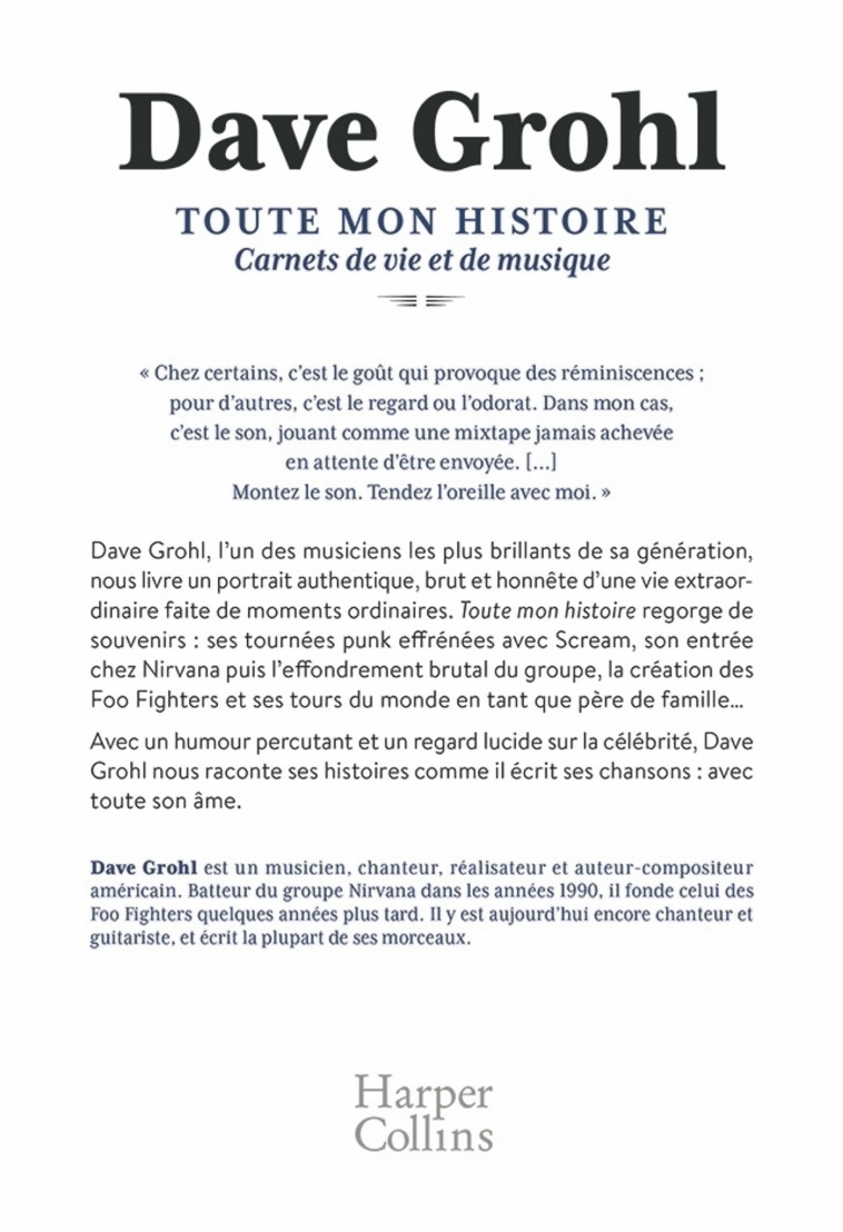 Toute mon histoire - Dave Grohl - HARPERCOLLINS