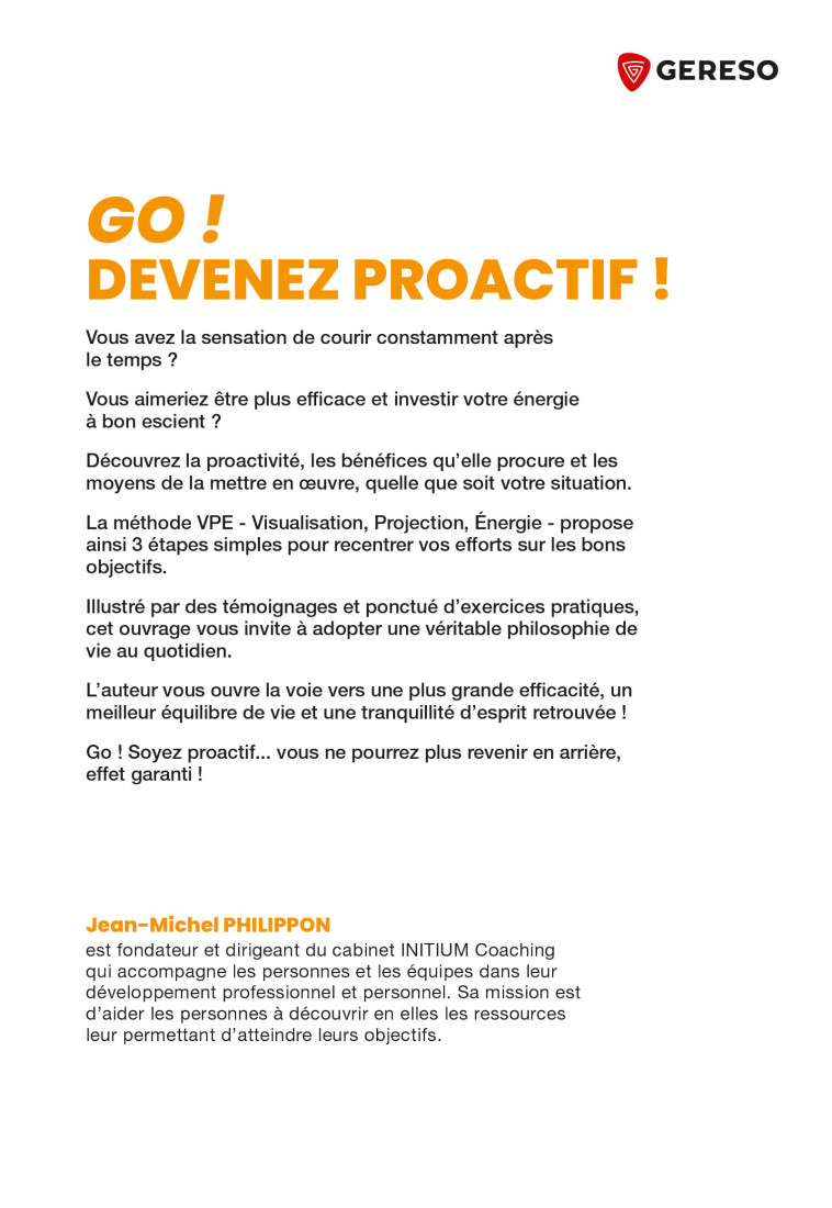 GO ! Devenez proactif ! - Jean-Michel Philippon - GERESO