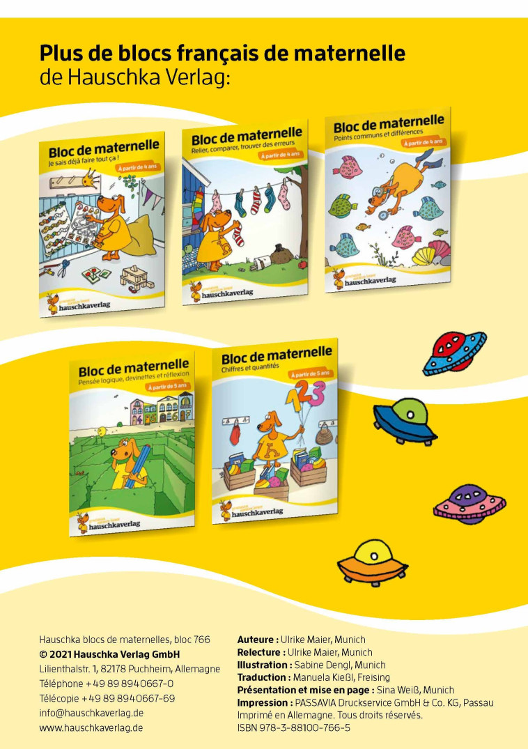 Bloc d'activités préscolaires à partir de 5 ans pour garçons et filles, livre garcon 4 ans - Linda Bayerl - HAUSCHKA VERLAG