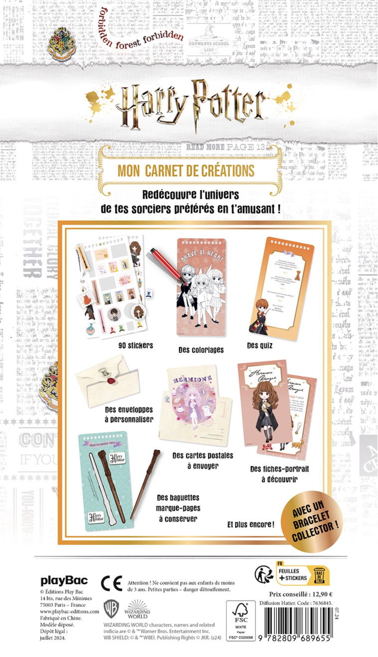 Harry Potter - Mon carnet de créations Hermione -  Playbac Éditions - PLAY BAC