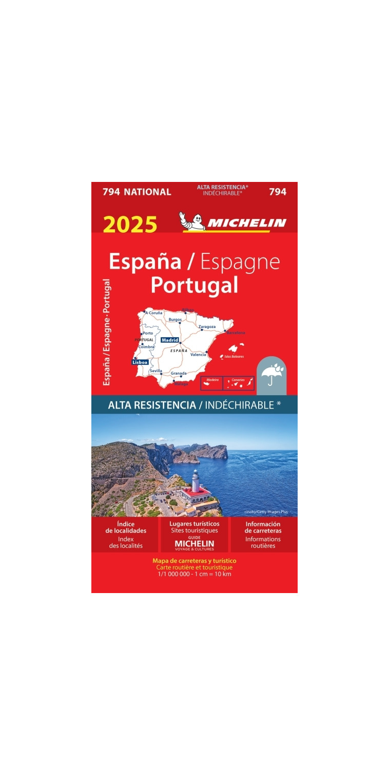 Carte Nationale Espagne, Portugal  2025 - INDECHIRABLE - XXX - MICHELIN