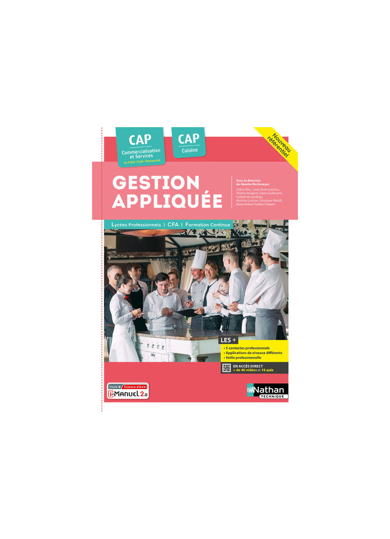 Gestion appliquée CAP Cuisine / CAP CS HCR - 2024 - Pochette - élève - + iManuel - Ginette Kirchmeyer - NATHAN