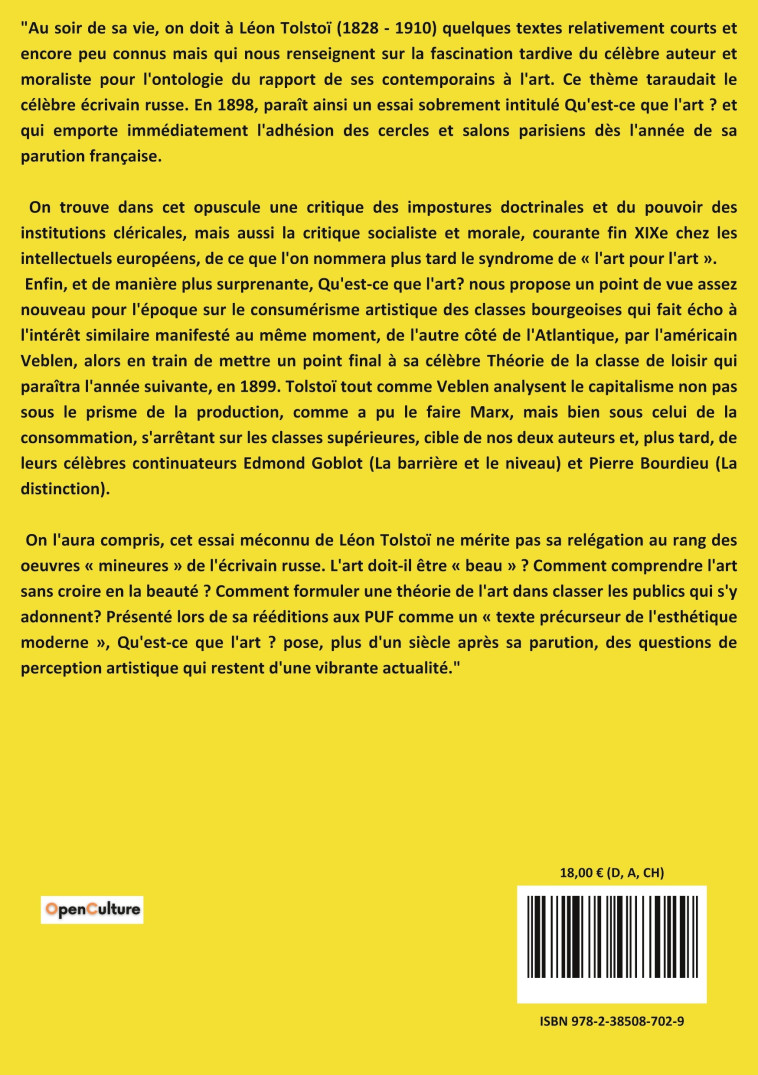 Qu'est-ce que l'art? - Léon Tolstoi - CULTUREA